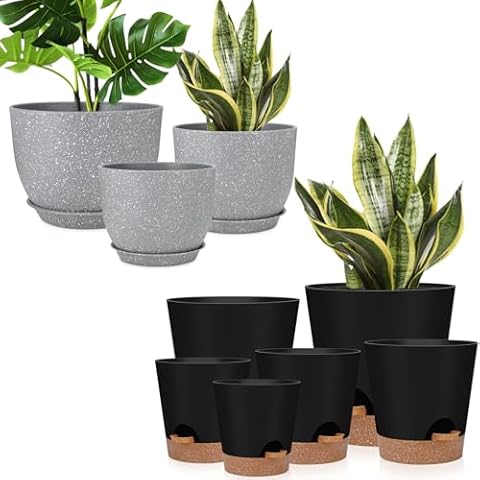 YNNICO Indoor Self Watering Planters with Drainage Holes and Saucers Cover