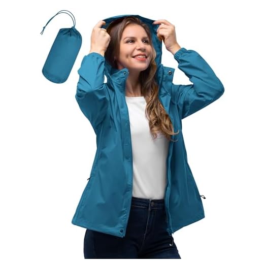 33,000ft Women's Rain Jacket Waterproof Lightweight Packable Raincoat with Hood for Golf Hiking Travel Windbreaker