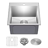 KRAUS Standart PRO 18-inch Drop In/Top Mount 16 Gauge Single Bowl Bar Stainless Steel Kitchen Sink, KHT301-18
