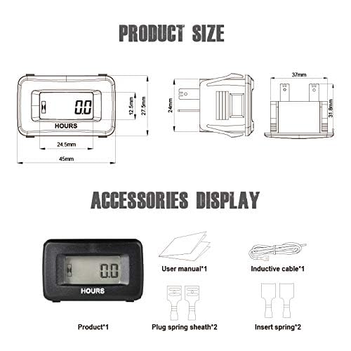 Jayron - Contador digital de horas LCD de 5 V a 277 V CA/CC, para acumular datos, diseño impermeable para jardín, cortacésped, tractor, generador de carritos de golf, coches de club
