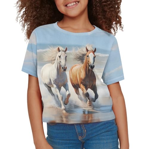 Crop Tops for Girls 5-14 Summer T Shirts for Girls Graphic Tees Casual Beach Short Sleeve Kids3