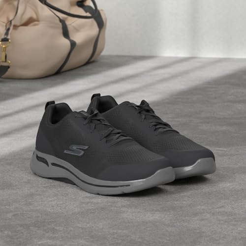 Skechers Men's Go Walk Arch Fit - Idyllic Sneaker, Black/Grey, 10.5 M US