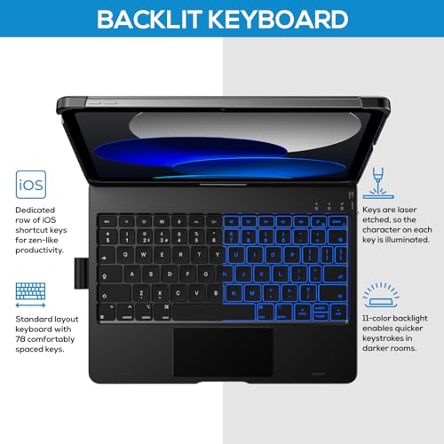 Funda con teclado iPad A16 11a generacion y trackpad multitactil delgado 4