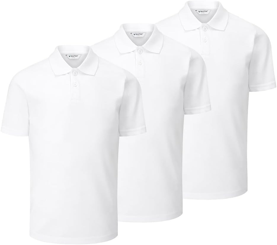 Basics 3 Pack Regular Fit, Short Sleeve School Polo Shirts for Boys and Girls (2-16 Years), Unisex Kids Polo Shirts Boys and Girls, Ideal for PE Kits - Genuine School Uniform