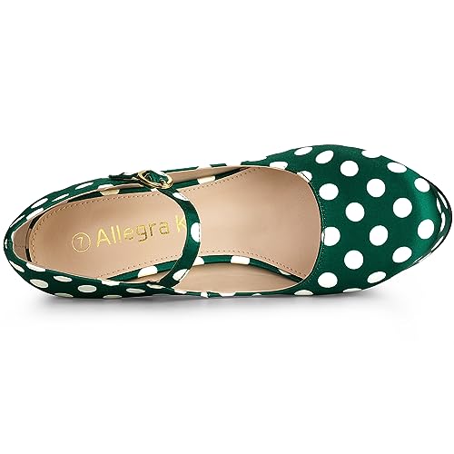 Allegra K Allegra K Women's Platform Mary Jane Polka Dots Stiletto Heel Dark Green Pumps 9 m US