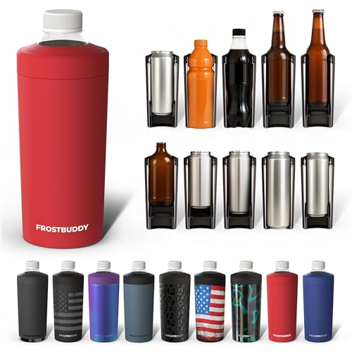Image of Frost Buddy Universal Buddy XL Can Cooler Fits 12-ounce, 16-ounce, 20-ounce, and 24-ounce Cans and Bottles - Keep Your Drinks Refreshingly Chilled for over 12 hours (Crimson)