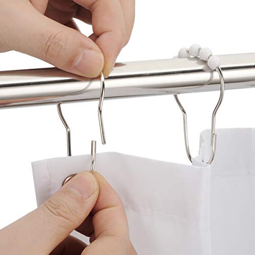 Amazer Shower Curtain Hooks Rings, Stainless Steel Shower Curtain Rings And Hooks For Bathroom Shower Rods Curtains-Set Of 12, Acrylic White #TOP4