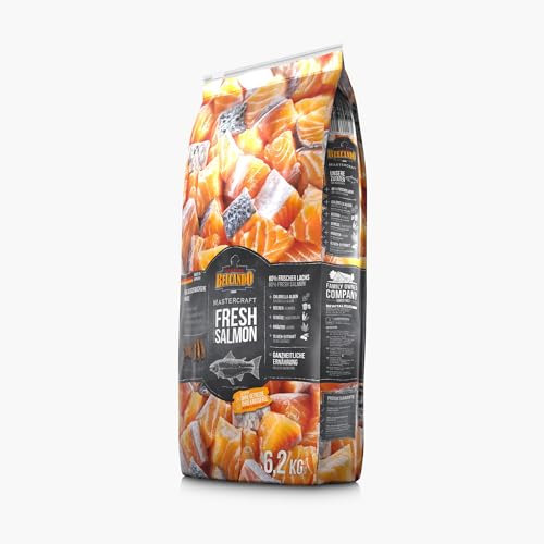 BELCANDO MASTERCRAFT Hundefutter trocken Fresh Salmon, 6,2kg, Trockenfutter für Hunde mit Lachs, 80% Frischfleisch, getreidefrei, für alle Rassen, Made in Germany