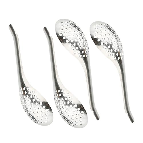 SOIMISS 4 Piezas colador de caviar servicio ranurado cucharón para tamices utensilios de cocina metalicos cuchara de cocina ranurada cuchara ranurada de metal Acero inoxidable