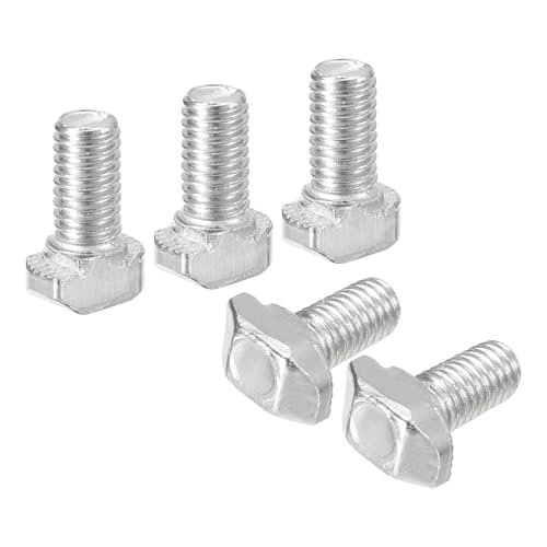 Image of uxcell 40Pcs T-Slot Bolts, M5 x 10mm Hammer Head Bolt T Screw Drop-in Stud for 2020 Series T-Slot Aluminum Extrusion Profile, Carbon Steel Nickel Plated, Silver