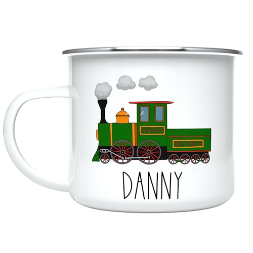 HomeBee Personalized Mug for Kids, Boys, Girls | Customized Cocoa, Hot Chocolate, Coffee & Milk Cup | Custom Name Birthday Gift Party Favors | 11 Oz Stainless Steel Camping Mug Unbreakable | Train