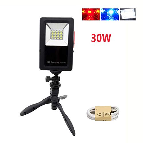 Preisvergleich Produktbild 30W USB-Arbeitsscheinwerfer LED wiederaufladbar, 3000 Lumen wiederaufladbare Flutlichter Tragbar IP65 Wasserdichter Scheinwerfer Auto Startseite Sicherheitsleuchte Außenreiselampe für Camping, Wander