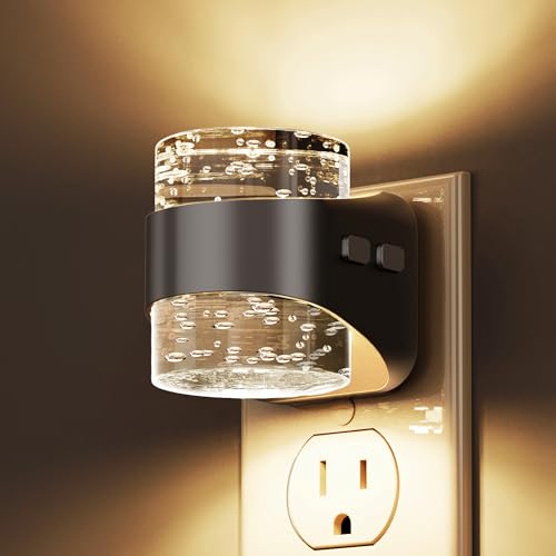L LOHAS LED Night Light, 3000K Bubble Night Lights Plug into Wall, Acrylic Night Lights with Dusk-to-Dawn Sensor, Adjustable Brightness,Soft White Plug in Nightlights for Rooms Bathroom Hallway