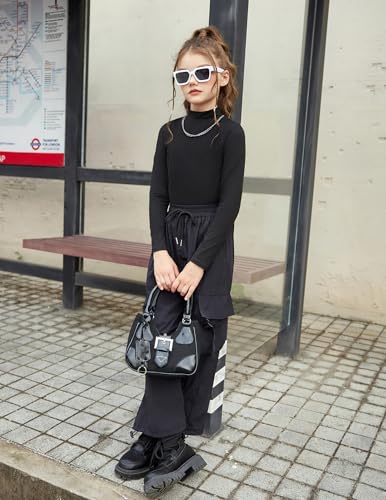 Arshiner Girls 2 Pack Mock Turtleneck Long Sleeve Shirts Slim Fit Casual Trendy Soft Base Layer Top Tee4