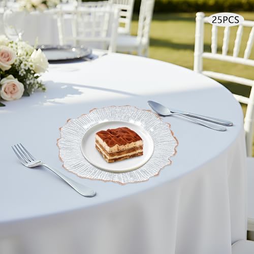 25 Platos Cargadores Transparentes 12'' Oro con Borde Rosa miniatura 6