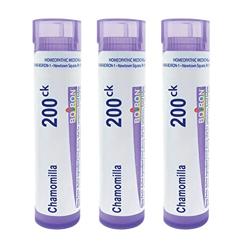 Boiron Chamomilla 200Ck to Alleviate Irritability Restlessness and Occasional Sleeplessness at Night - Pack of 3 (240 Pellets)