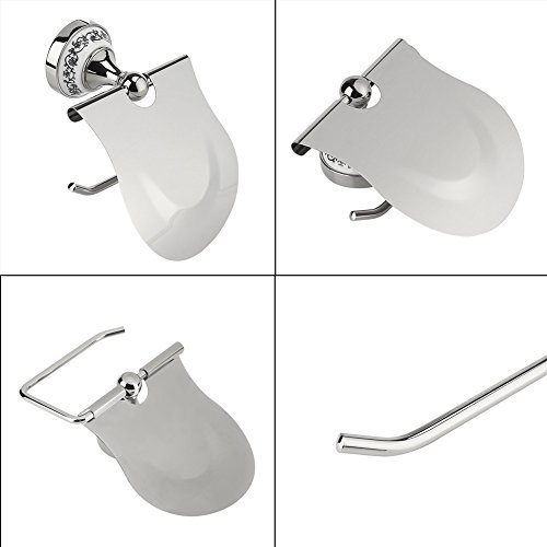 Stainless Steel Wall Mounted Toilet Paper Holder with Lid Space Saving Chrome TP Roll Organizer for Small Bathrooms & Powder Rooms - Image 4