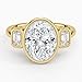 3 Carat Oval Cut IGI Certified Lab Diamond Ring 10K 14K 18K Solid Gold Three Stone Lab Grown Diamond Engagement Bezel Ring For Women (Color F, Clarity VS1) (Yellow Gold)