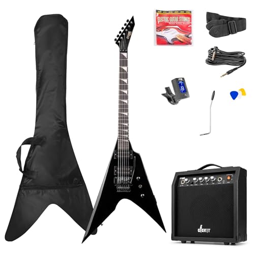 Max Pack Guitare Électrique Style V avec Ampli 40 Watts et Nombreux Accessoires, Housse,...
