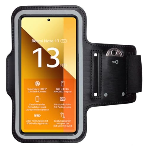 Bracciale sportivo per Xiaomi Redmi Note 13 - Borsa da braccio con scomparto per chiavi supporto per nero