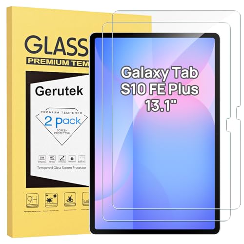 Gerutek [Lot de 2 Verre Trempé pour Samsung Galaxy Tab S10 FE+ Plus 2025 (13.1 Pouces), 9H Dureté, Anti Rayures, Sans Bulles, Haute Définition Protection...