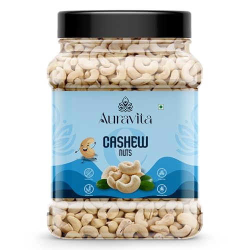 Image of Auravita Premium Whole Cashews 500gm | Natural and Unsalted Kaju Ideal for Dieting, Snacking, Cooking, and Baking | Protein Rich Kajau Dry Fruits Perfect for Gifting