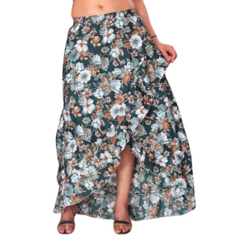 Image of JYESHTA Women's American Crepe Flared A Line Stitched Long Skirt with 12 Mtr Flare 40 in Height | Skirts for Women Long Length | Long Skirts for Girls
