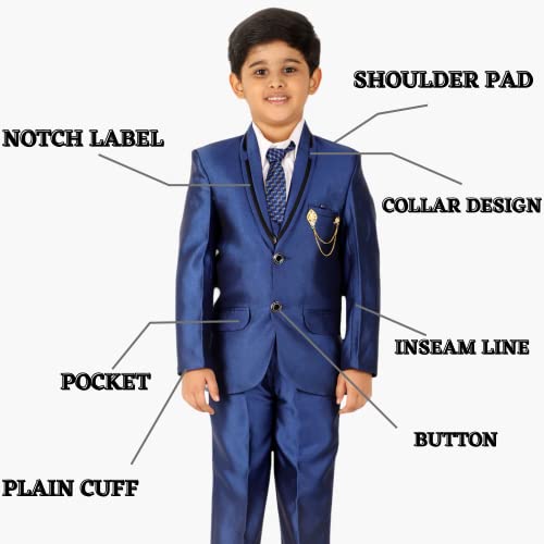 Image of Pro-Ethic Style Developer Boy's 5 Piece Suit Set | Coat, Pant, Tie & Shirt | Cotton Checked Pattern