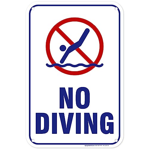 No Diving Sign, 12x18 Inches, 55 mil thick HDPE (high density polyethylene), Made in USA by My Sign Center