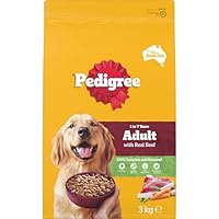 PEDIGREE Adult Dry Dog Food With Real Beef 3kg Bag, 4 Pack
