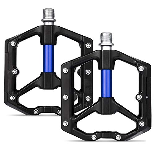 Selighting Pedales Ciclismo de Alumnio (Negro+Azul-2)