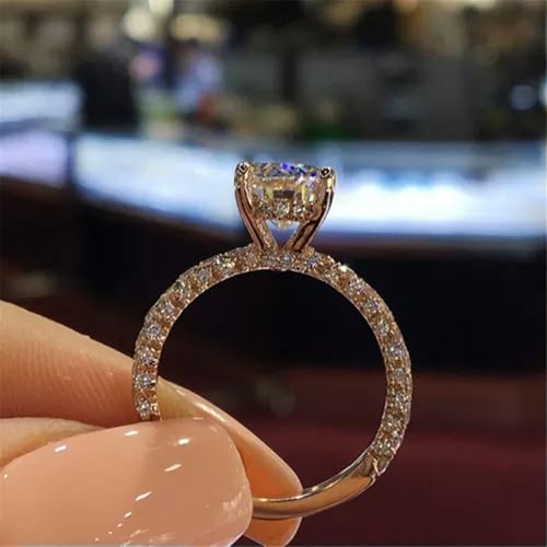 Retro Round AAA Cz 925 Silver, 18K Rose Gold Ring Bridal Engagement Ring Sz 5-103