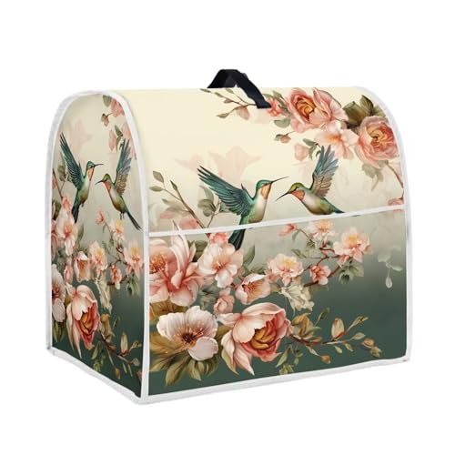 Hinthetall Hummingbird Floral Mixer Cover Home Kitchen Stand Mixer Cover Protector Dustproof Mixer Cover with Pocket