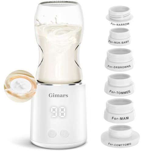 Image of Upgrade Portable Baby Bottle Warmer with Automatic Mixer - Quick Charge,12000 mAh Battery, Cordless Design - Leak-Proof Travel Bottle Warmer for Breastmilk, Formula & Water, Includes 6 Bottle Adapters