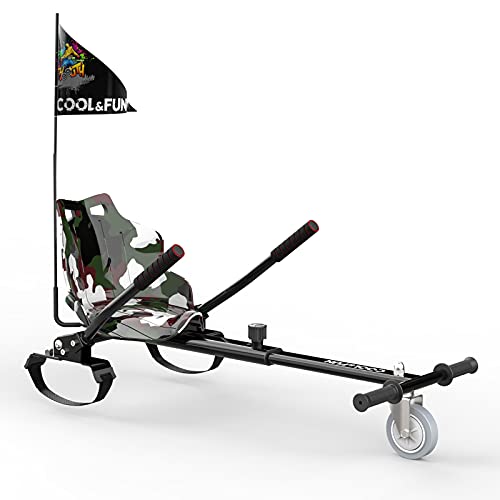 Cool&Fun Hoverboard Seat Attachment, Hoverboard Seat with Safety Brake System, Hoverboard Attachment with Adjustable Frame Length for 6.5" 8" 10" Hoverboard, Suitable for Kids & Adults (Camouflage)