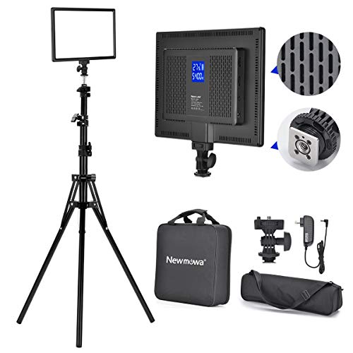 Newmowa 192 LED Dimmable Ultra High Power Panel Video Light, LCD Display Screen with Adjustable Color Temperature and Brightness for DSLR Cameras Camcorders