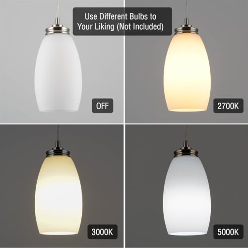Image of Kira Home Coast 7 inch Pendant Light Glass Shade Replacement w /Frosted Oval Design (Set of 2), Chandelier Glass Upgrade, 7.5 inch x 4.5 inch, Fits Threaded Medium Base Sockets