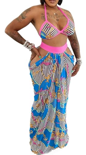 Womens Sexy 2 Pieces Printed Crop Tops Bodycon Ruffles Skirts Party Clubwear Dress Outfits Set2