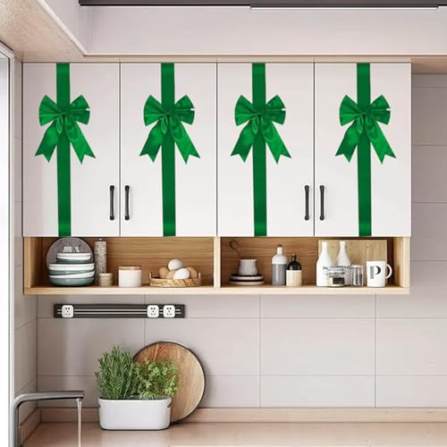 4 Pcs Christmas Decor Satin Ribbon Bow for Cabinet Door Wardrobe Wall Decor - image 5