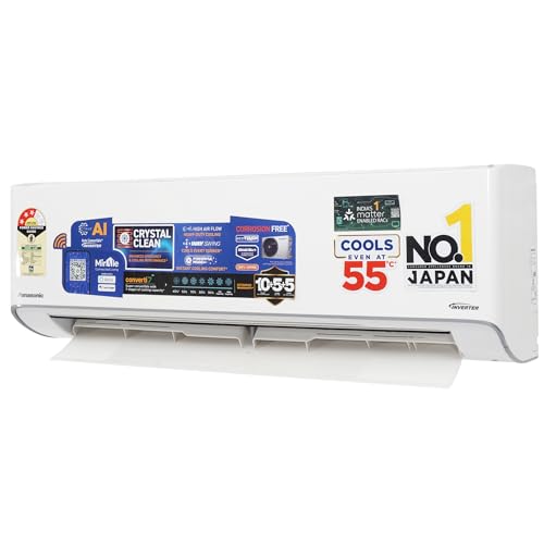 Image of Panasonic EU 7 in 1 Convertible 1Ton 3Star Smart Inverter Split,(100%Copper Condenser, CS /CU-EU12BKY3FM),With MirAie & Matter Certified 55Tested, High CFM & Eco tough Outdoor Crystal Clean Technology