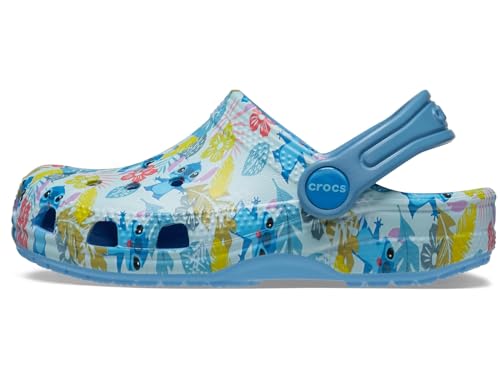 Crocs Kids Stitch Classic Clogs for Kids - Ethylene Vinyl Acetate Round Toe Design Pivot Heel Strap (Toddler) Stitch/Floral 6 Toddler M