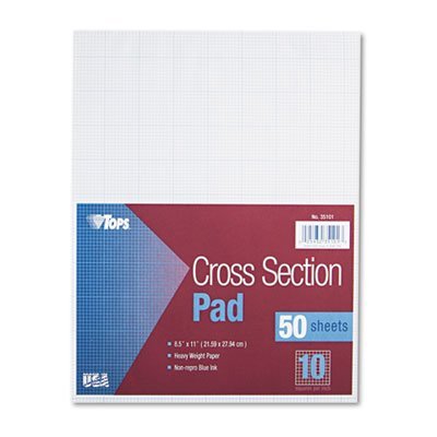 Cross Section Pads w/10 Squares, 8 1/2 x 11, White, 50 Sheets      Office Product