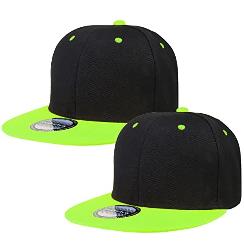 Image of Classic Snapback Hat Cap Hip Hop Style Flat Bill Blank Solid Color Adjustable Size