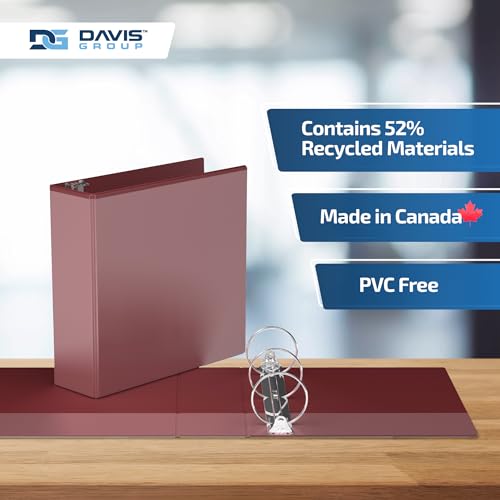 Image of Easyview 3-Ring Binder, Clear-View Cover, 3 inch Round Rings, Burgundy, 6 Pack | Heavy-duty binder, fits 8.5 inch x 11 inch paper, customizable cover, made in Canada, ideal for school or office use