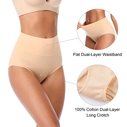 Image of Womens Underwear,Cotton Mid Waist No Muffin Top Full Coverage Brief Ladies Panties Lingerie Undergarments for Women Multipack