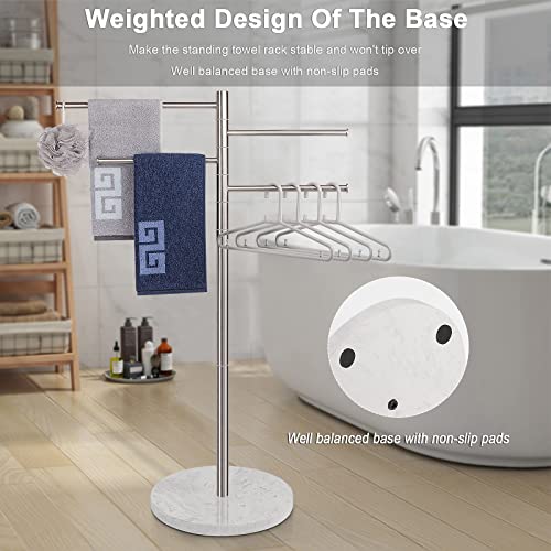 Nearmoon 42 Inch Freestanding Swivel Towel Rack With Heavy Marble Base, Rustproof Sus 304 Stainless Steel Swing Out Towel Bar With 4 Arms, Towel Holder For Bathroom Bedroom (Brushed Nickel) #TOP5