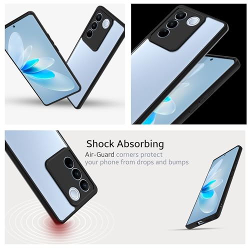 Image of KAPAVER Hybrid Series Back Cover Case Compatible with Vivo V27 / V27 Pro (PC+TPU) (Black)