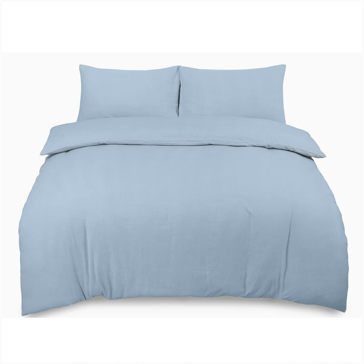 GC GAVENO CAVAILIA 3Pcs Brushed Cotton Double Duvet Set, Plain Dyed Bedding Sets, Reversible Flannelette Quilt Bedset, Blue