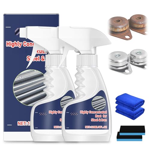 Rust Remover Heavy Duty for Metal Highly Concentrated Steel Rust Remover Multipurpose Rust Remover Spray for Metal Stainless Steel Automotive Parts Fast Acting (2Pcs)