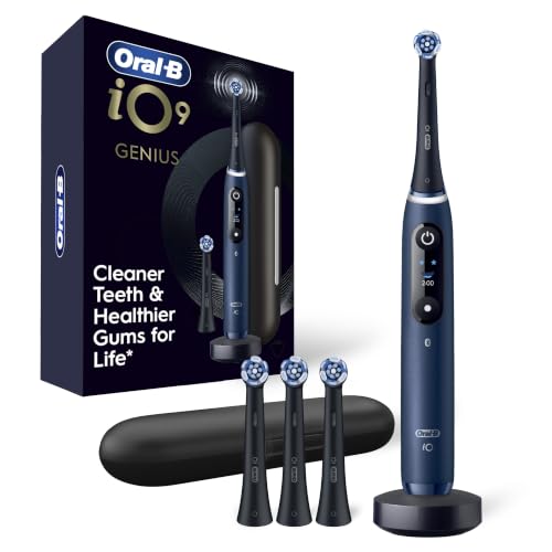 Oral-B Rechargeable Electric Toothbrush, iO9 Genius, 7 Cleaning Modes, Interactive Display, Charging Travel Case, Visible Pressure Sensor, 4 Brush Heads, Sapphire Blue - image 1